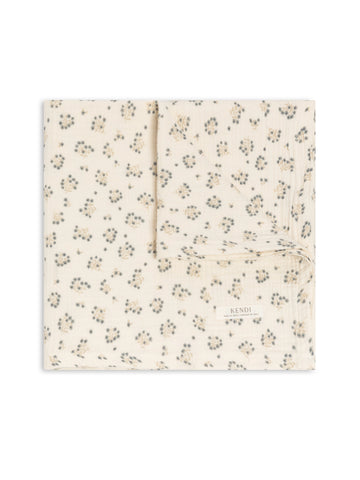 Muslin Swaddle Blanket - Hayden Floral / Denim Mist