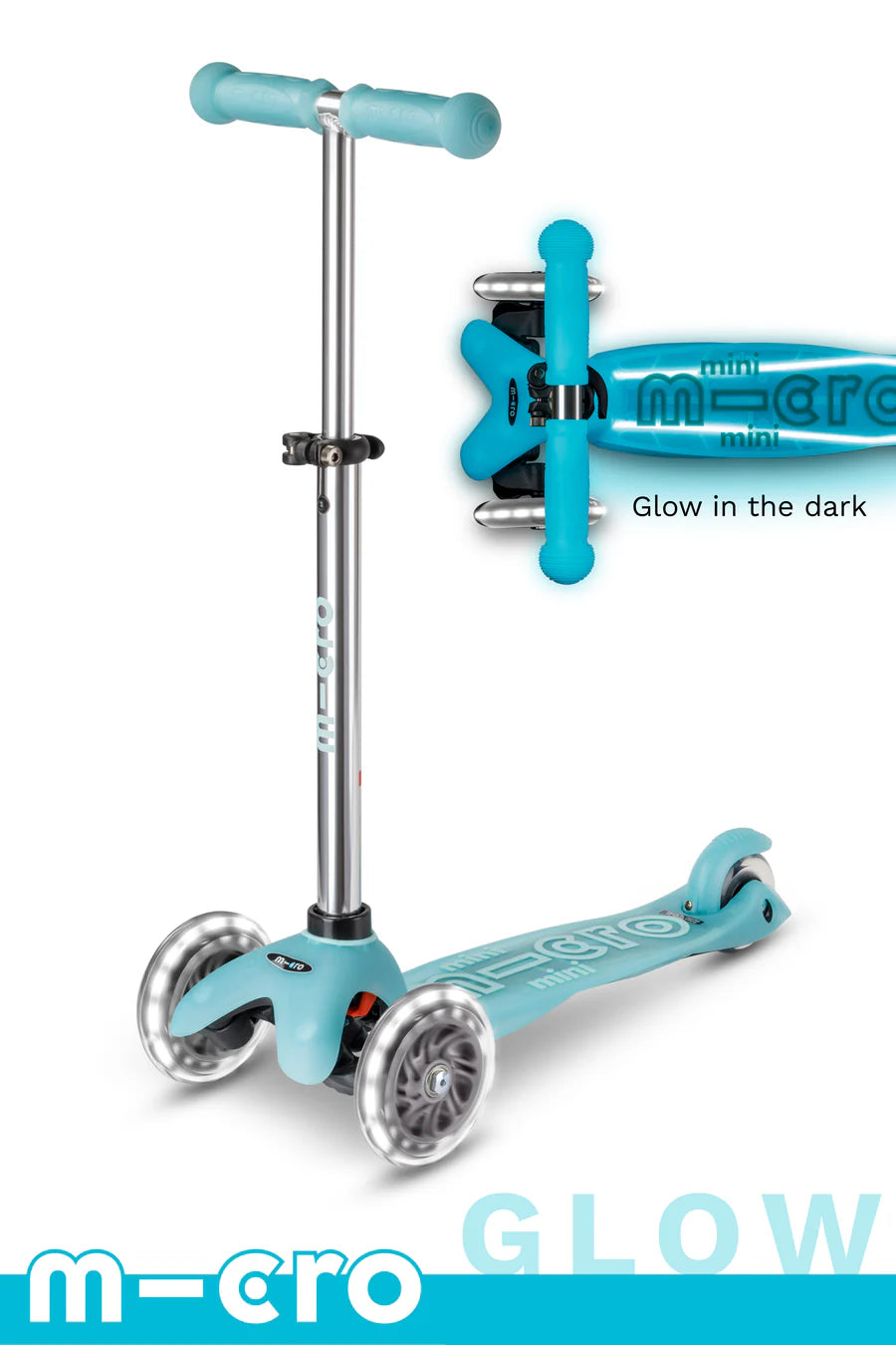 Micro Mini Foldable LED Scooter - Glacier Aqua