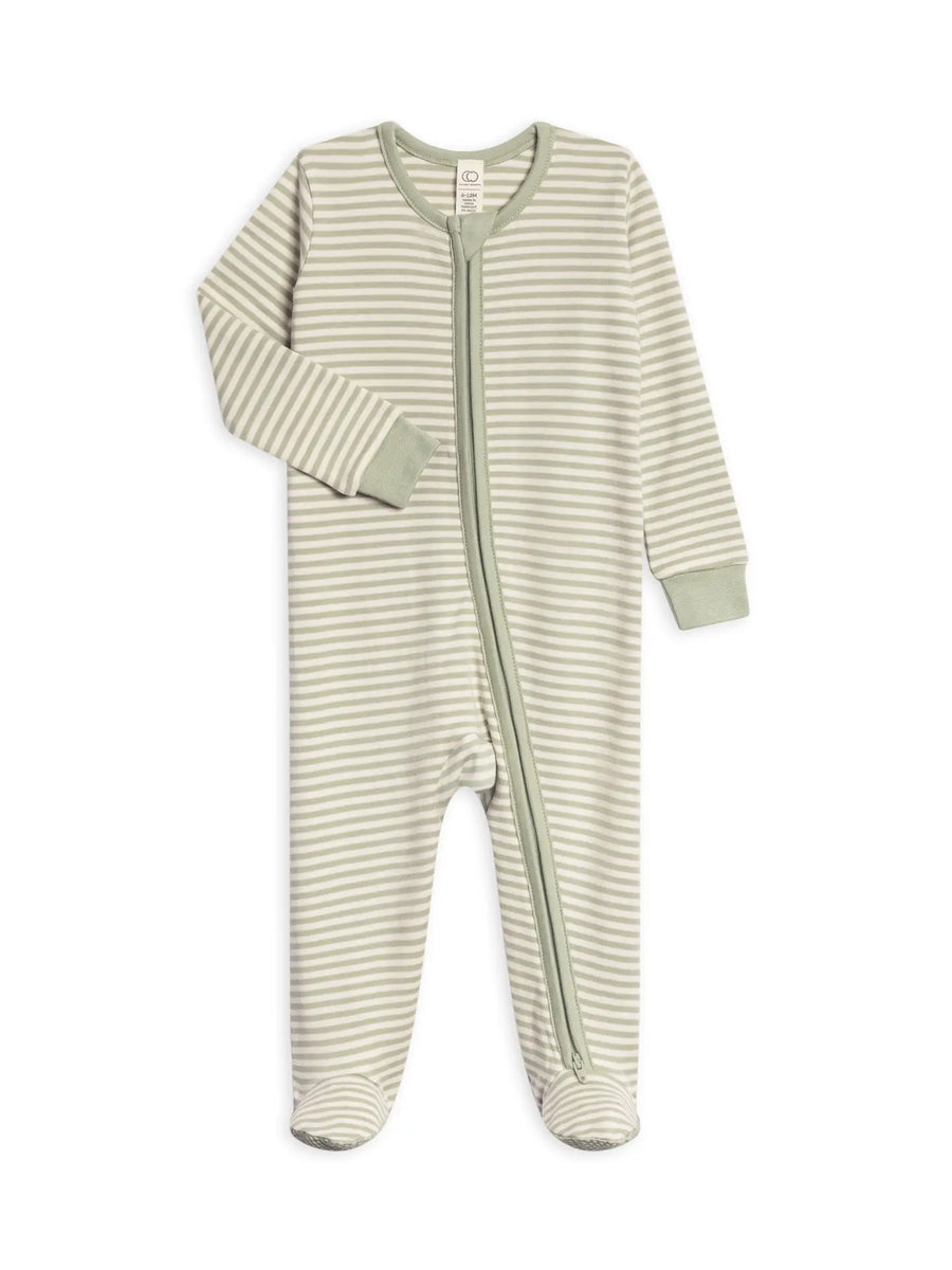 Peyton  Zipper Sleeper -  Mint Stripes