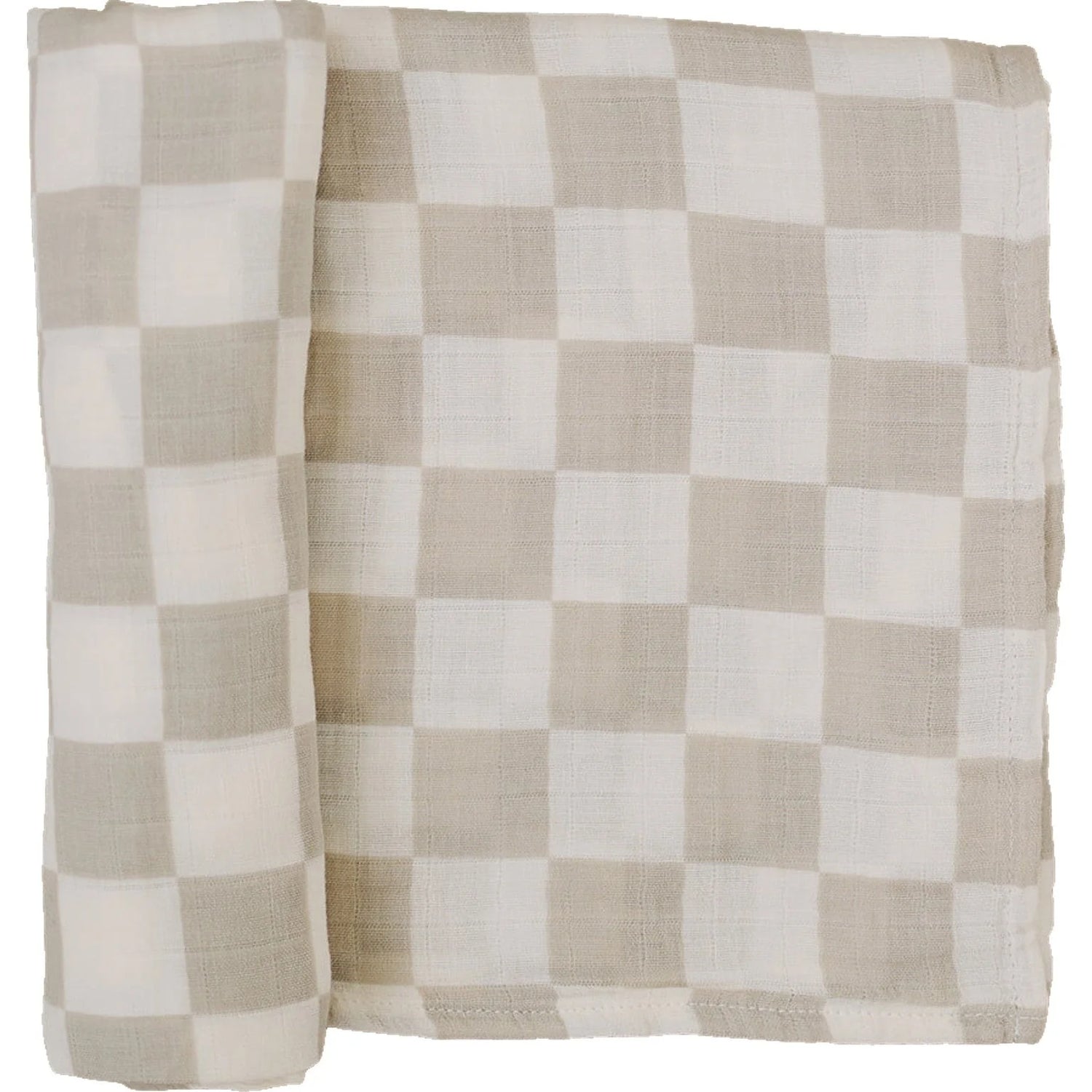Mebie Baby Muslin Swaddle Blanket - Taupe Checkered