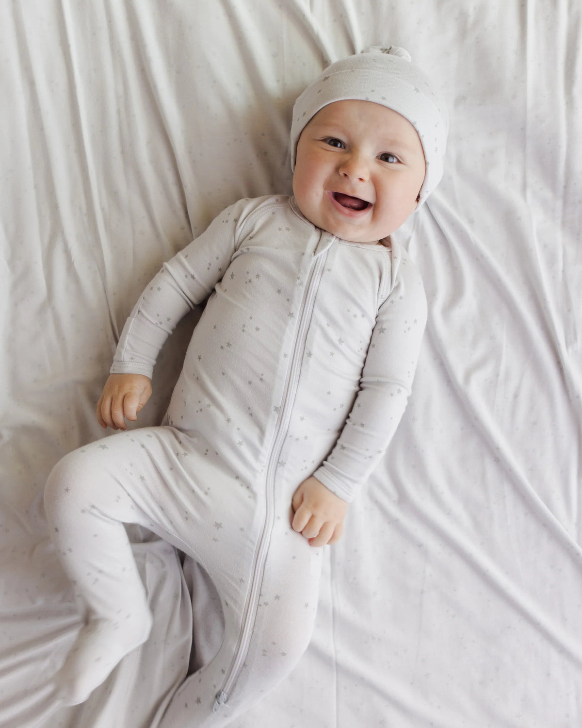 Modal Zip Longsleeve Sleeper Footie - Stars Fog