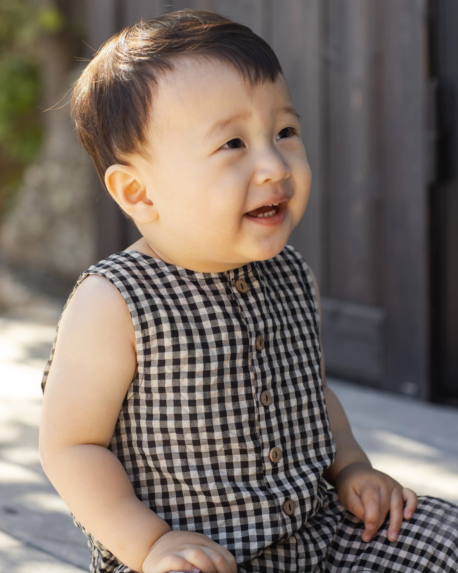 Button Jumpsuit - Black Check