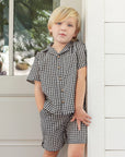 Lapel Collar Shirt - Black Check