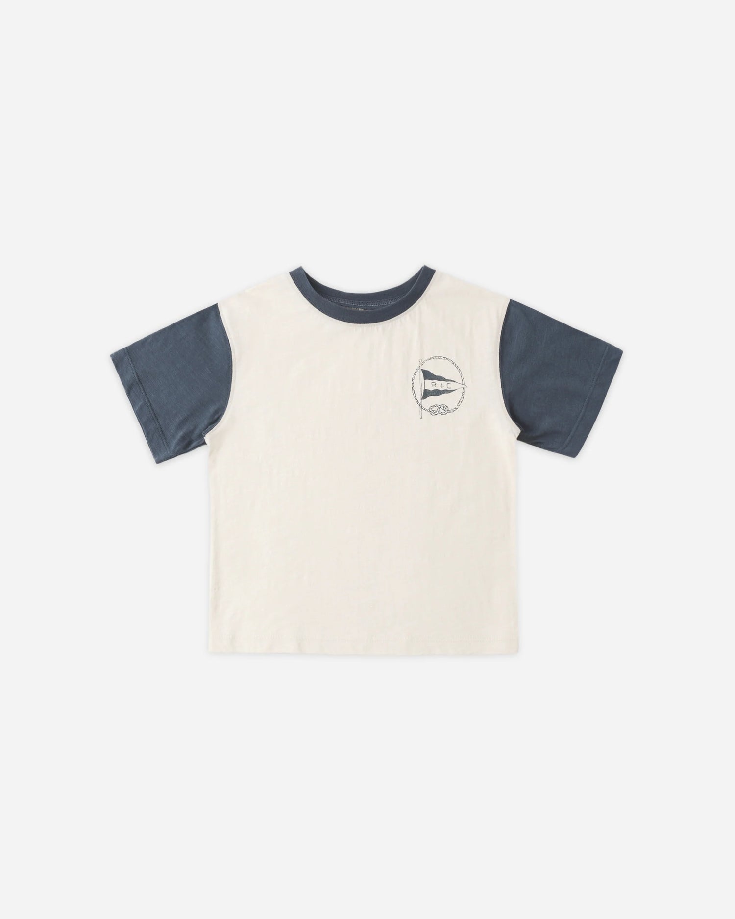 Contrast Short Sleeve Tee Nautical Flag