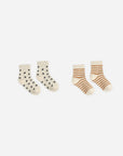 Jacquard Socks, 2-Pack Fawn Stripe, Midnight Stars