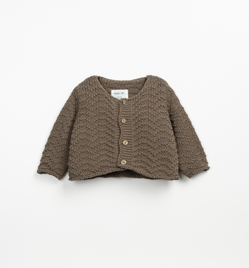 Knit Cardigan with coconut buttons - Chocolate