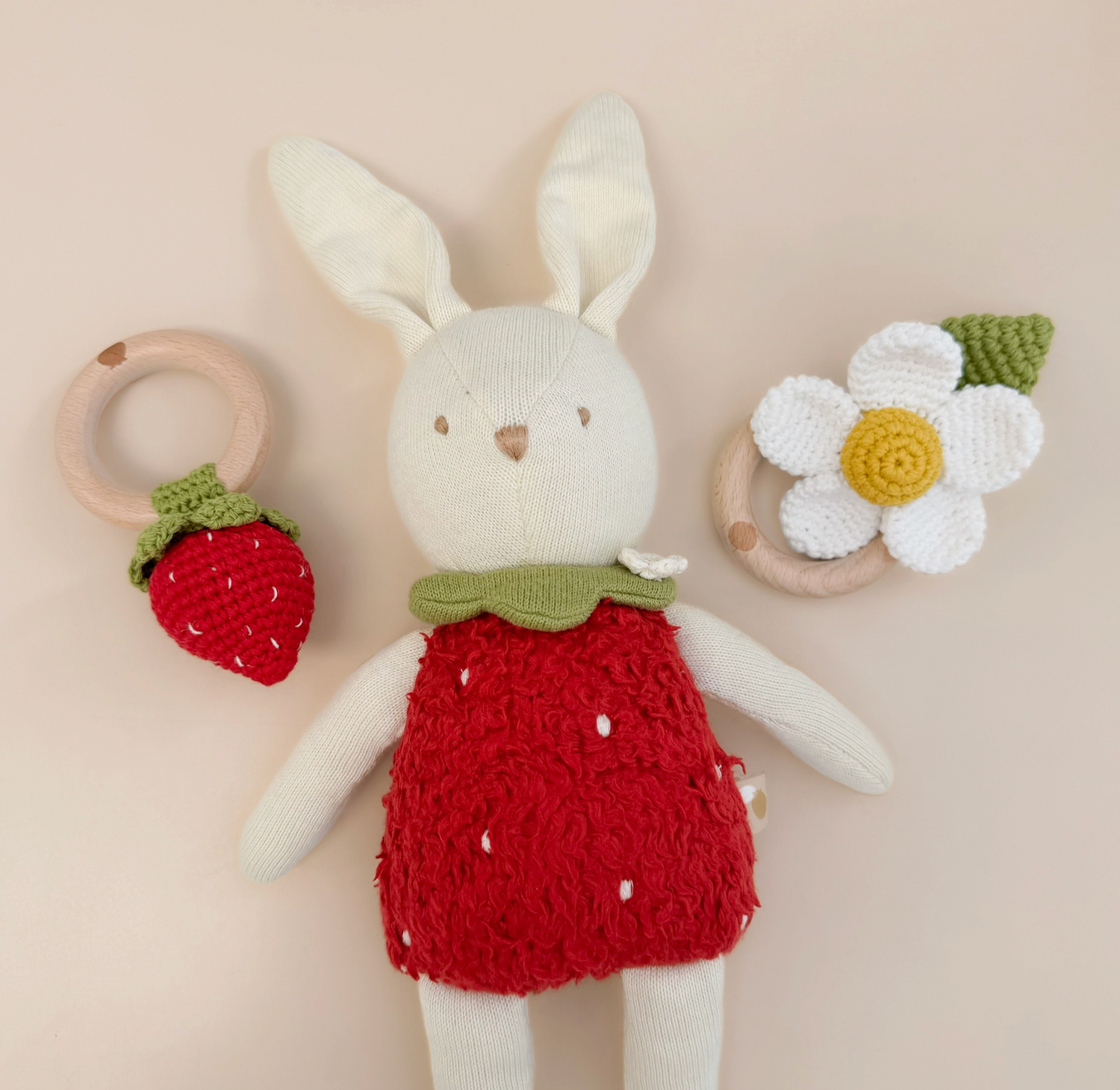 Teether & Rattle Cotton Crochet - White Flower
