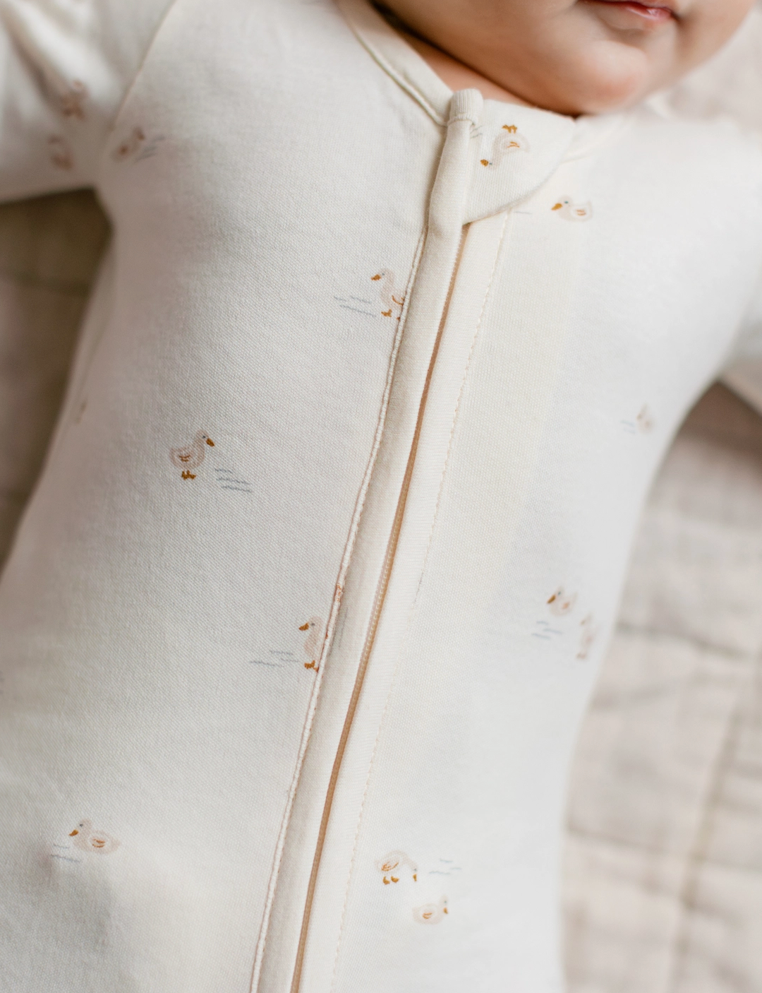 Peyton Zipper Sleeper - Duck / Oat + Chai