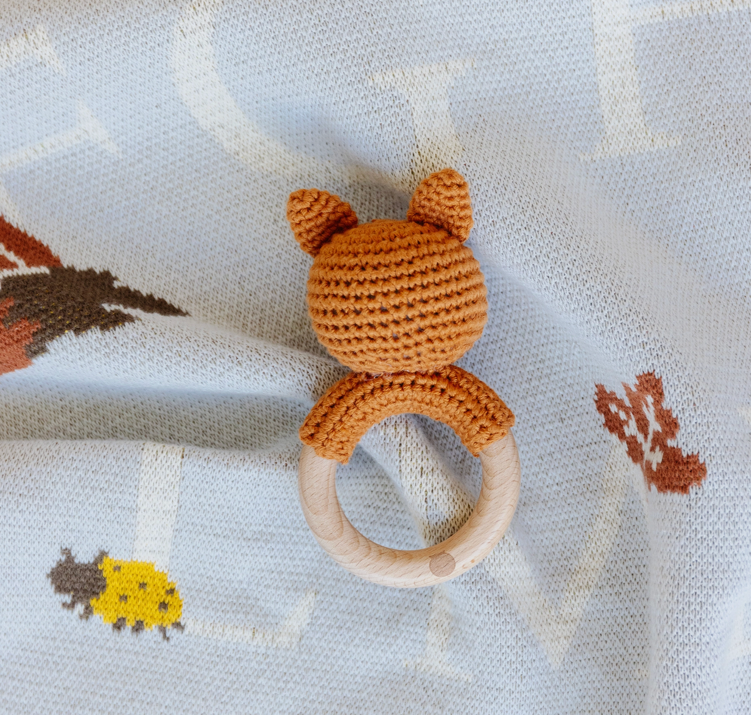 Teether & Rattle Cotton Crochet - Fox