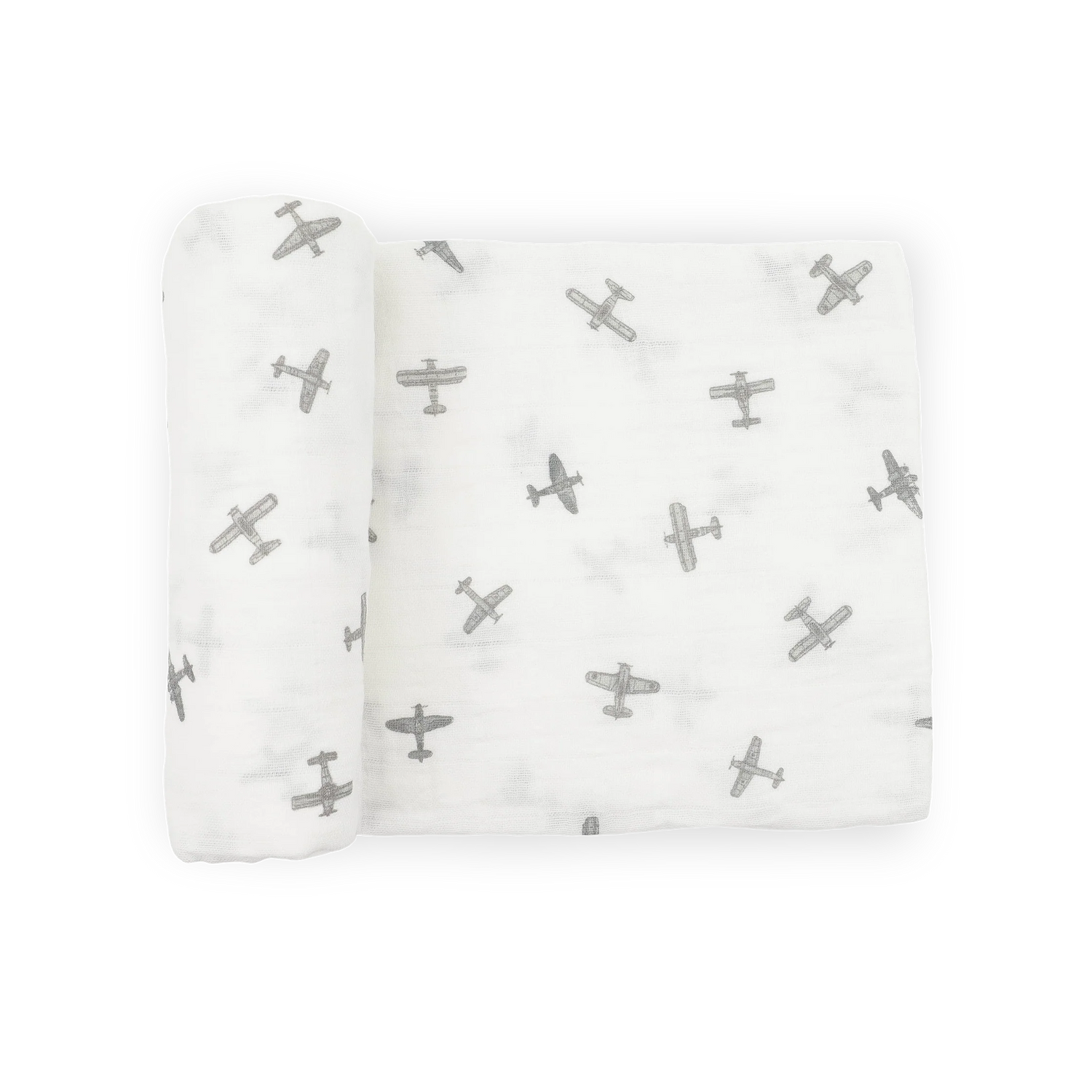 Organic Cotton Muslin Swaddle Blanket - Pewter Planes