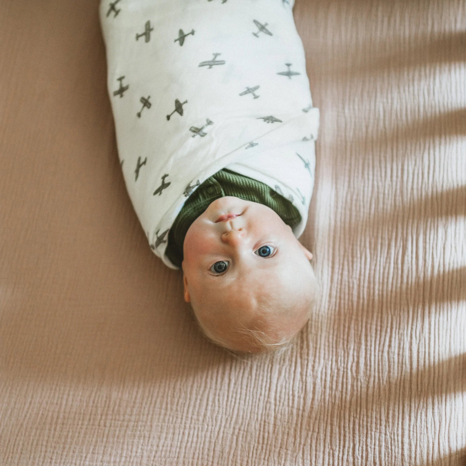 Organic Cotton Muslin Swaddle Blanket - Pewter Planes