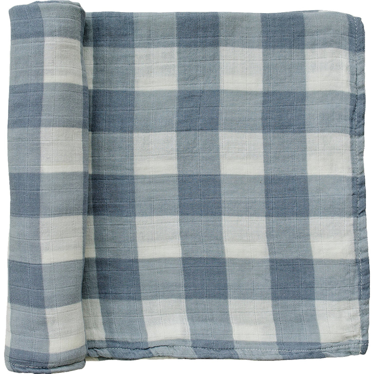 Mebie Baby Muslin Swaddle Blanket - Dusty Blue Gingham