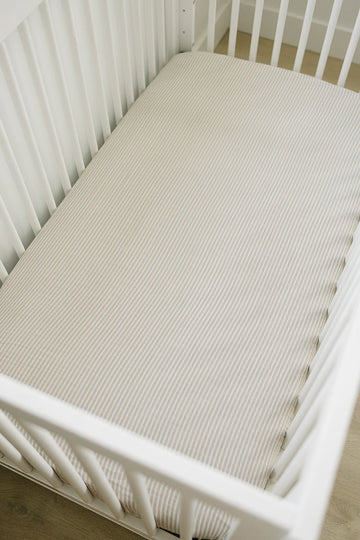 Mebie Baby Crib Sheet - Taupe Stripe