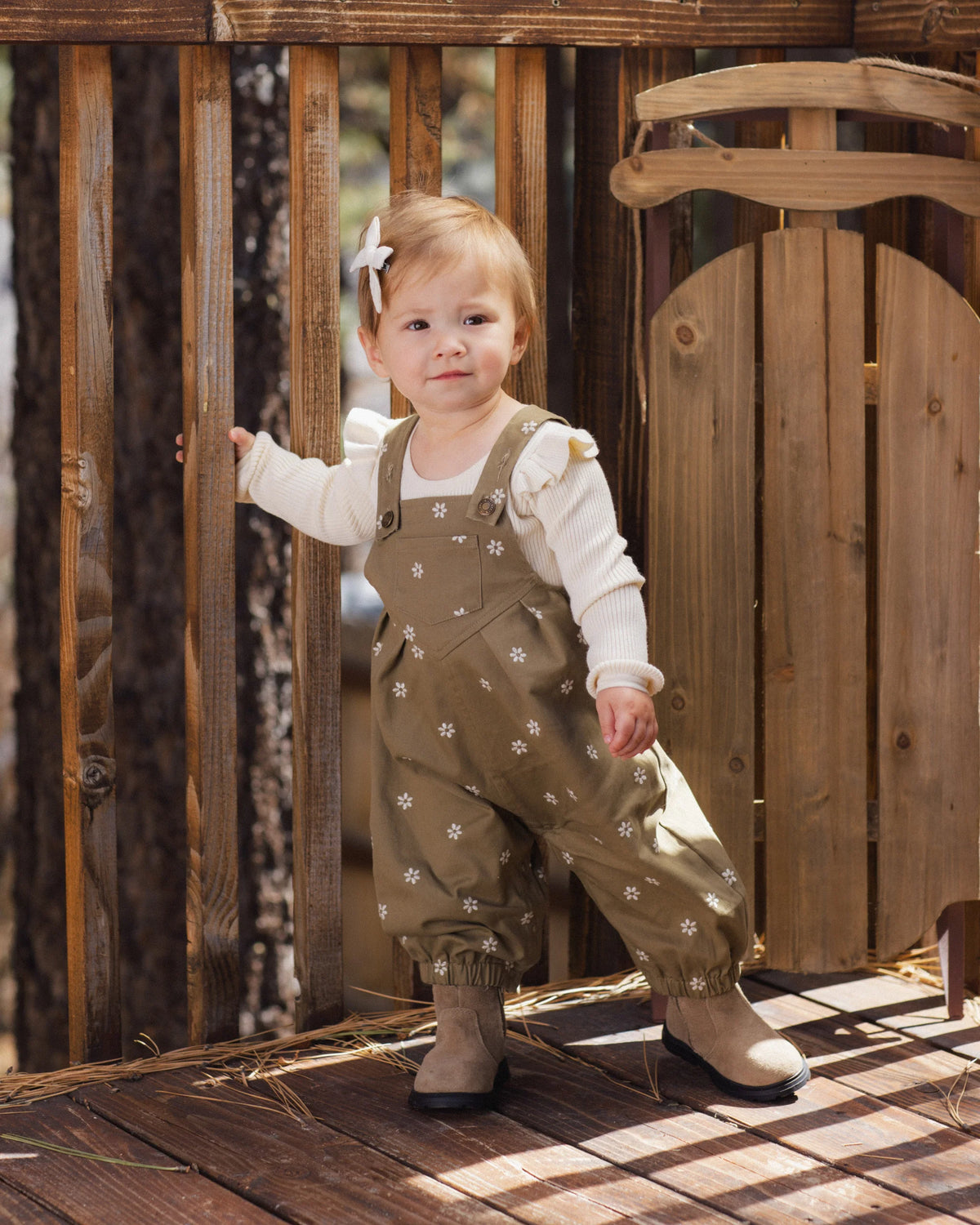 Baby Vintage Overall Embroidered Daisies