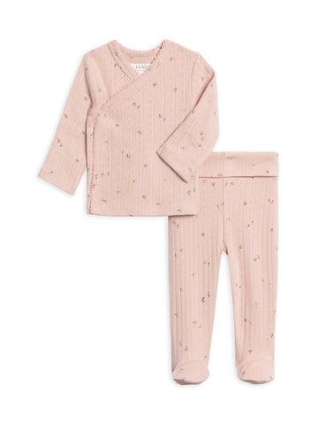 Organic Pointelle Kimono 2-Piece Set - Blush