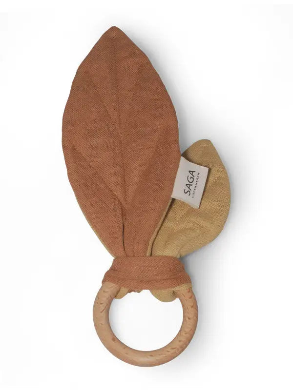 Leaf Teething Ring - Organic cotton Autumn