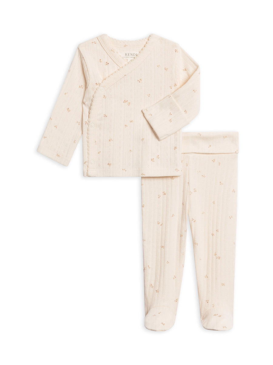 Organic Pointelle Kimono 2-Piece Set - Natural