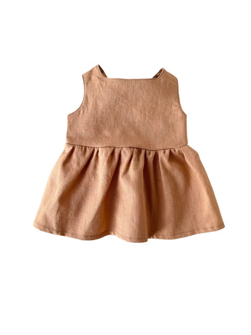 Arabella Baby Dress / Linen - Cinnamon