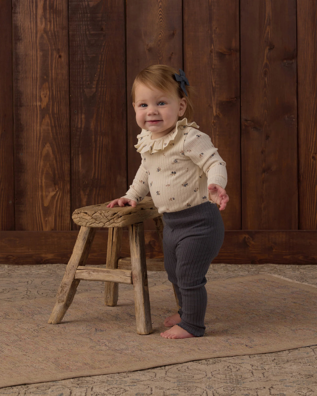 Ruffle Collar Bodysuit Natural Ditsy