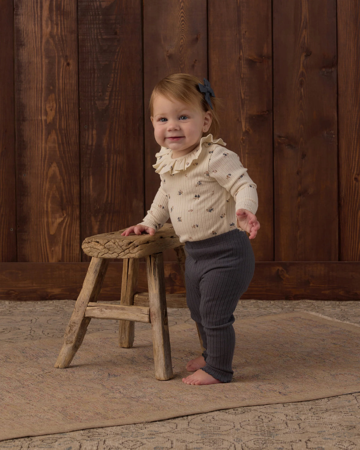 Ruffle Collar Bodysuit Natural Ditsy