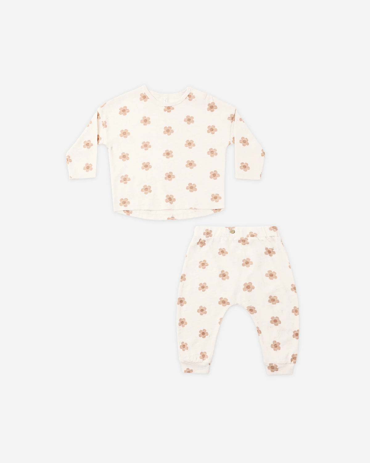 Long Sleeve Tee + Pant Set Pink Daisies