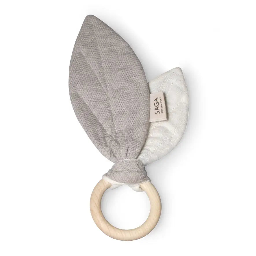 Leaf Teething Ring - Organic cotton Greys