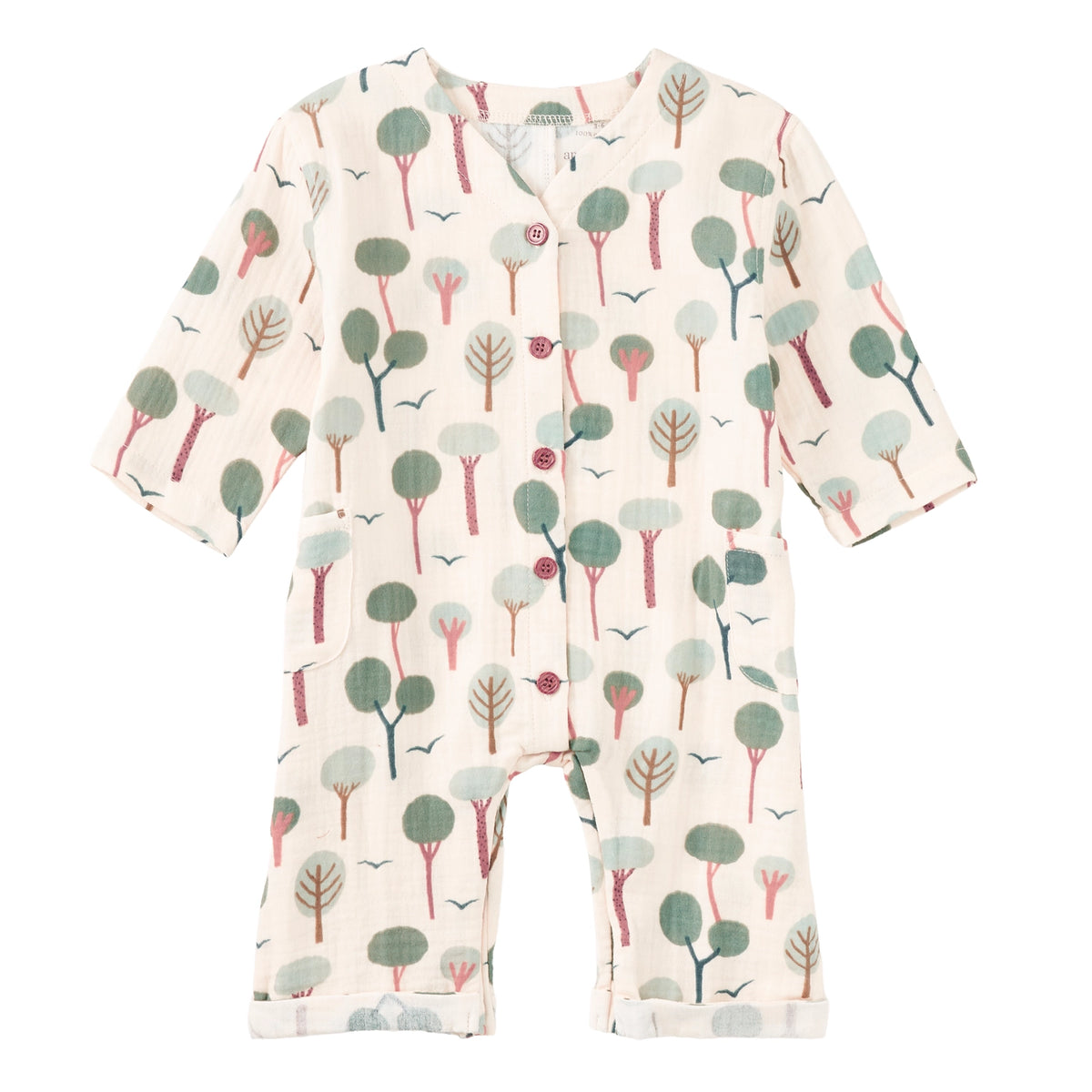Muslin Patch Pocket Romper - Evergreen Trail