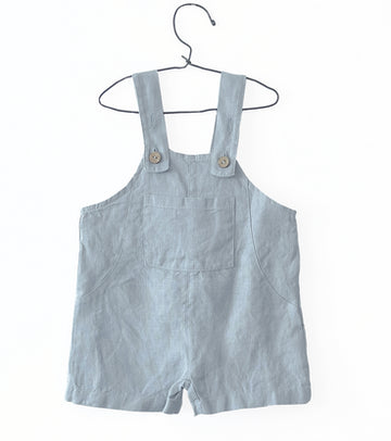 Linen jumpsuit with front Pocket - Blue