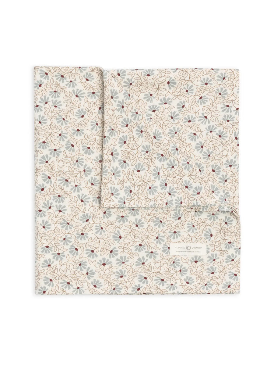 Swaddle Blanket - Aspen Collection -  Pamela Floral / Mist + Navy