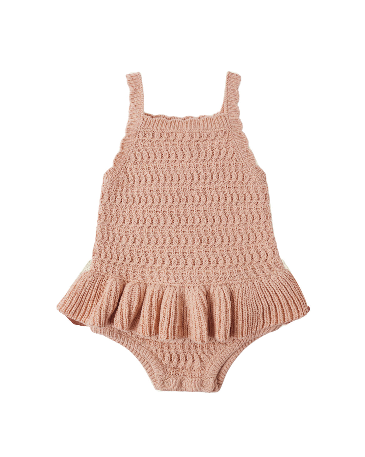 Crochet Ruffle Romper - Melon