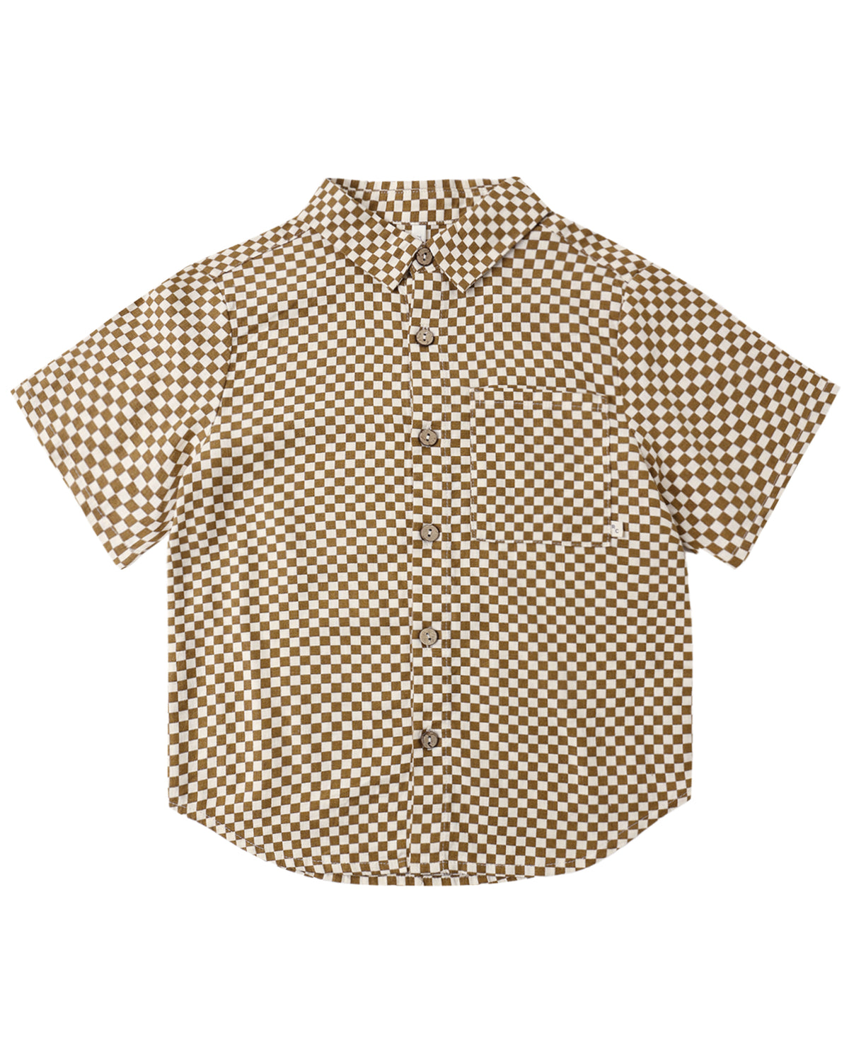 Collared Short Sleeve Shirt Ocre Check