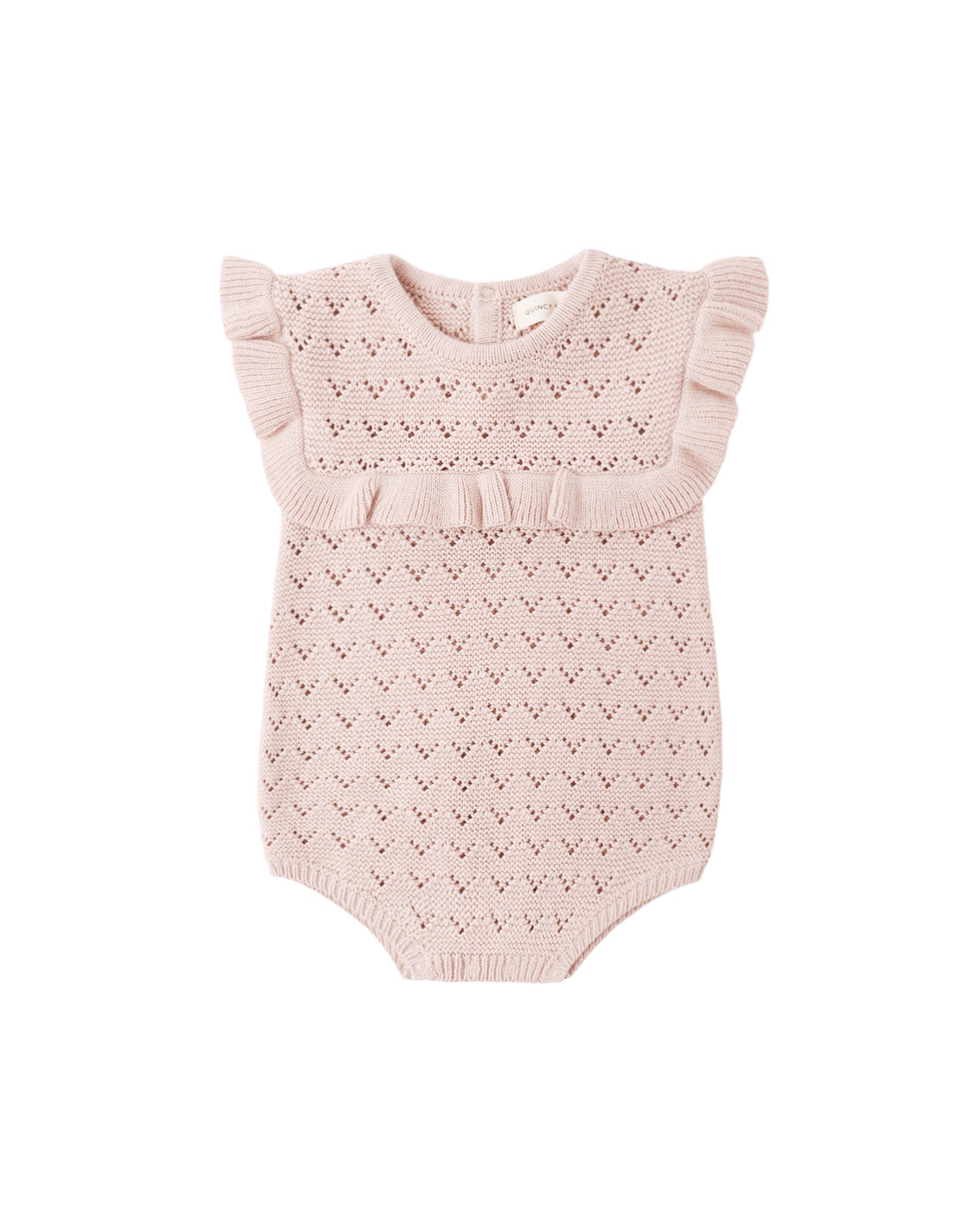 Pointelle Ruffle Romper Blush