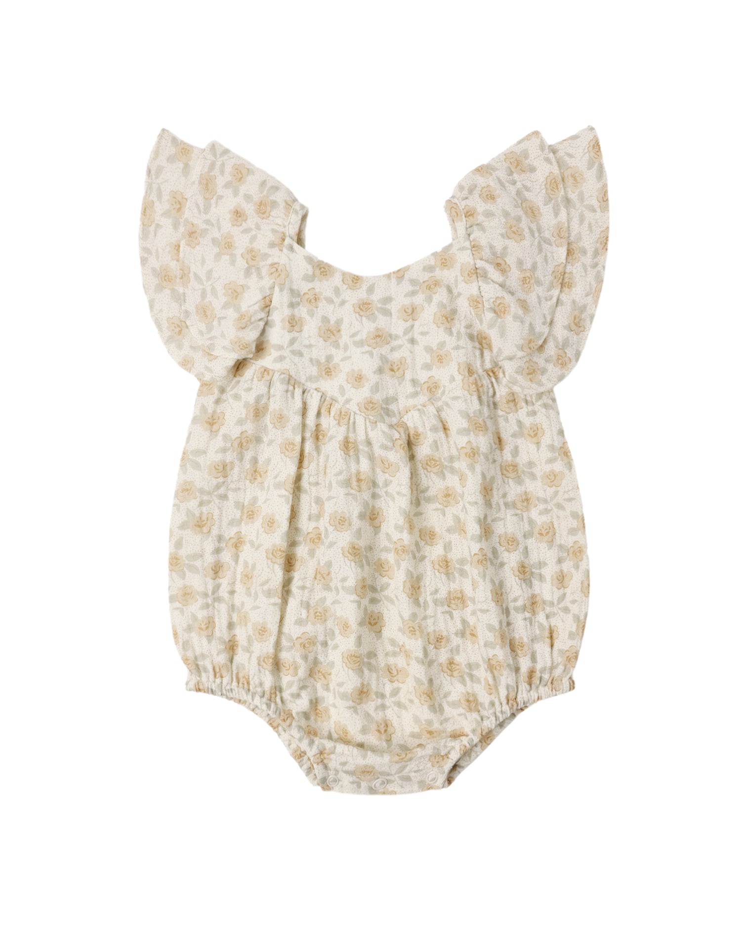 Bubble Romper with Frills - Yellow Floral