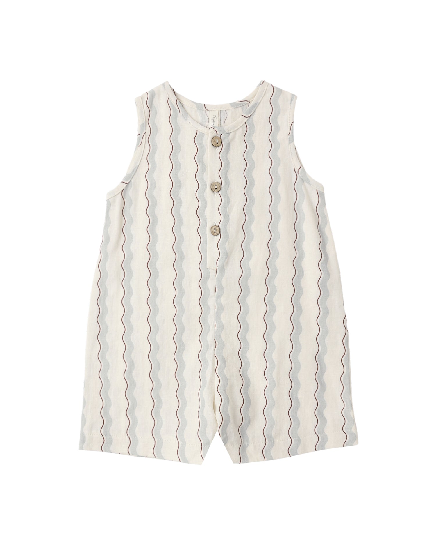 Buttoned Romper - Wavy Stripes