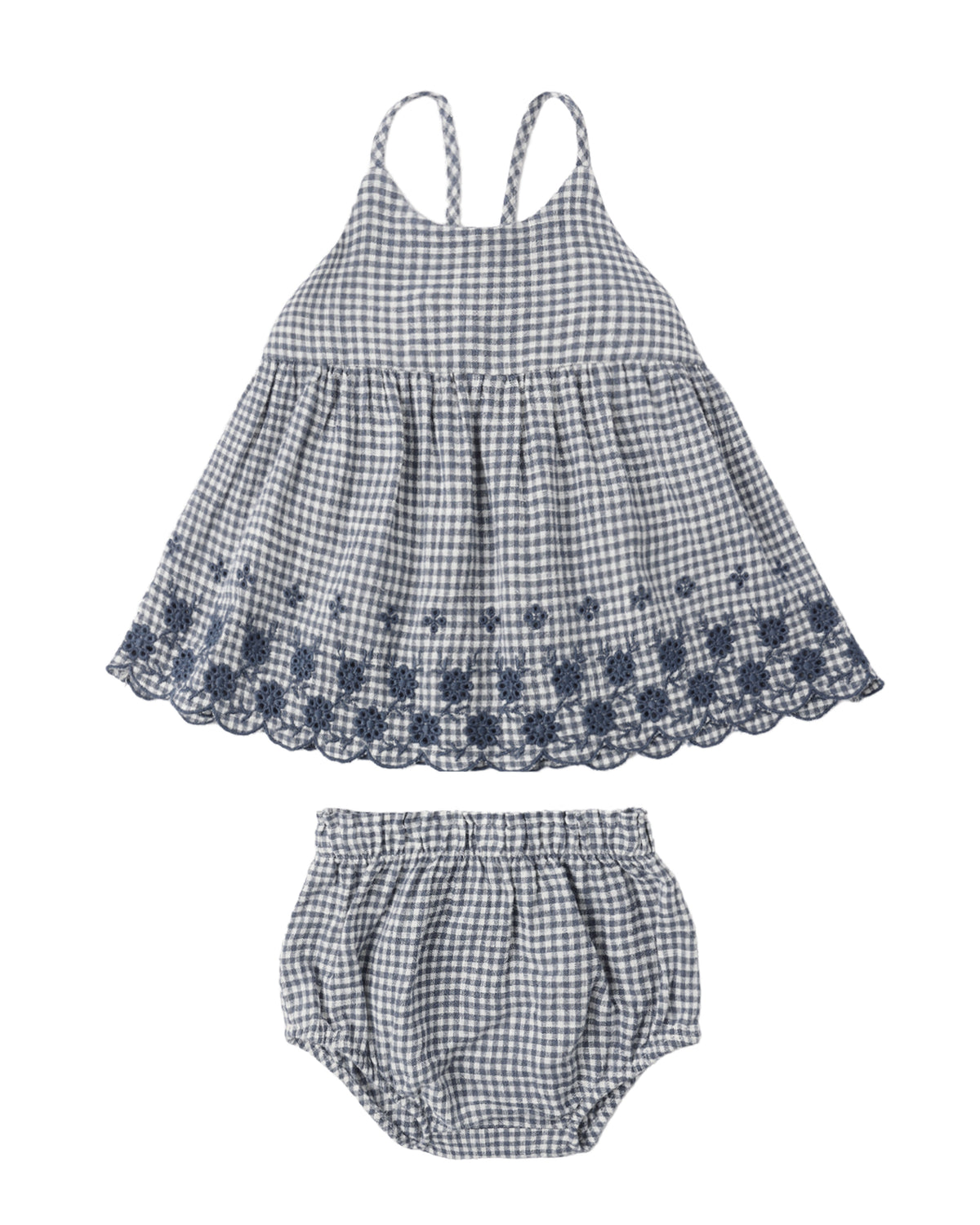 Marine Embroidered Set - Blue Gingham