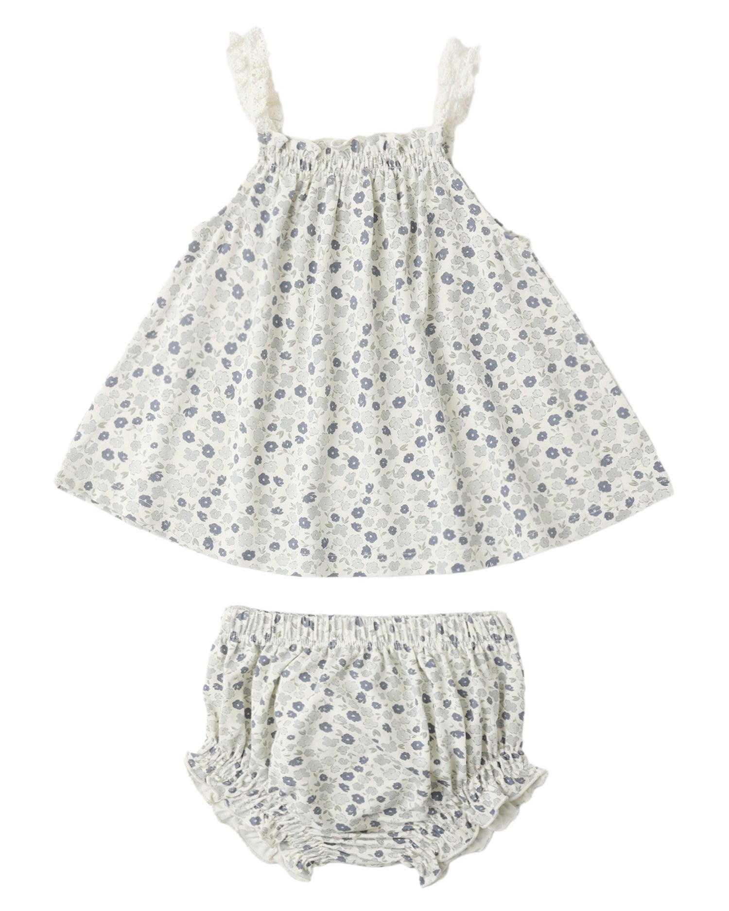 Top & Bloomer Set - Blue Ditsy