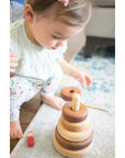 Wooden Stacking Toy in Round Shape From 2 Types of Wood