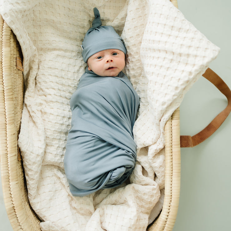 Mebie Baby Stretch Swaddle - Dusty Blue