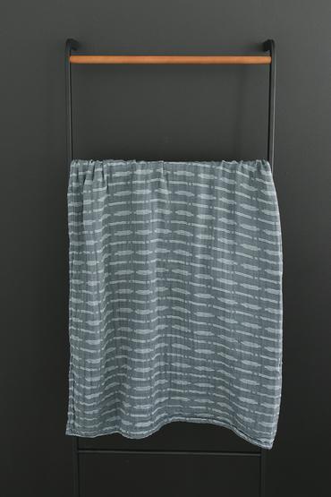 Mebie Baby Muslin Swaddle Blanket - Dusty Blue Horizon