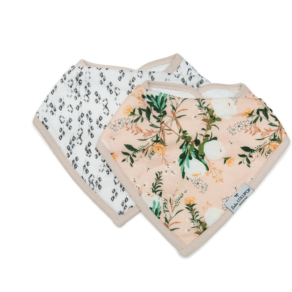 Loulou Lollipop Bandana Bib Set - Blushing Protea