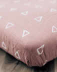 Mebie Baby Fitted Crib Sheet - Blush Triangle