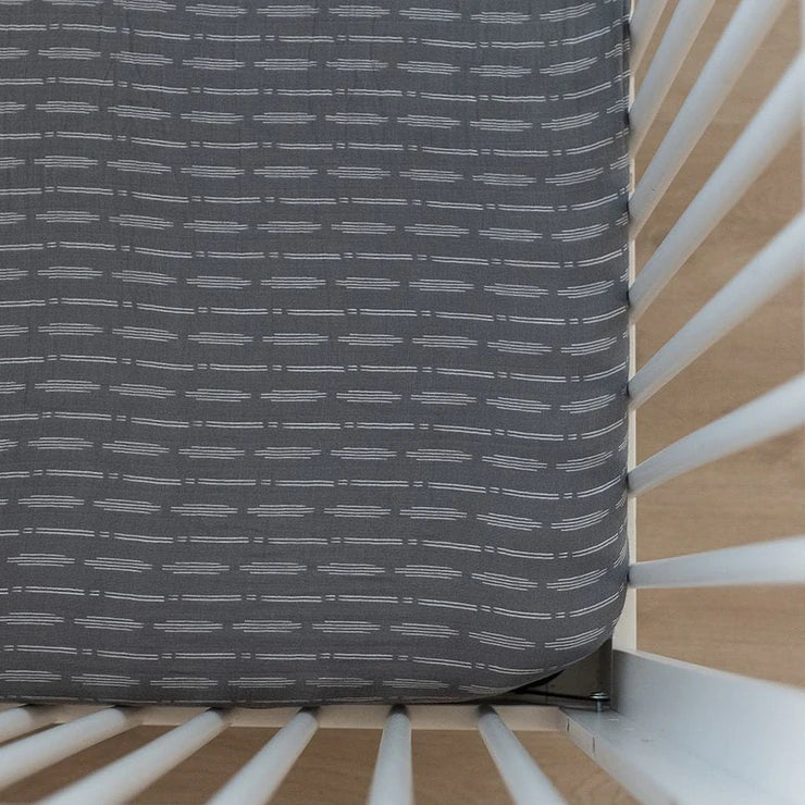 Mebie Baby Fitted Crib Sheet - Dusty Blue Horizon