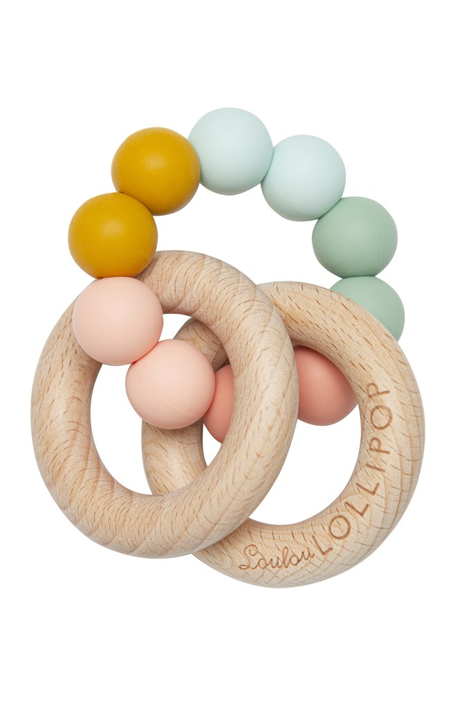 Bubble Silicone and Wood Teething Ring
