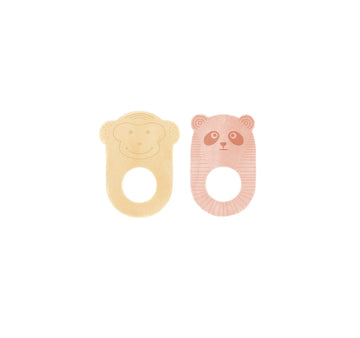 Nelson & ling Ling  baby Teether pack of 2 - Yellow and Pink