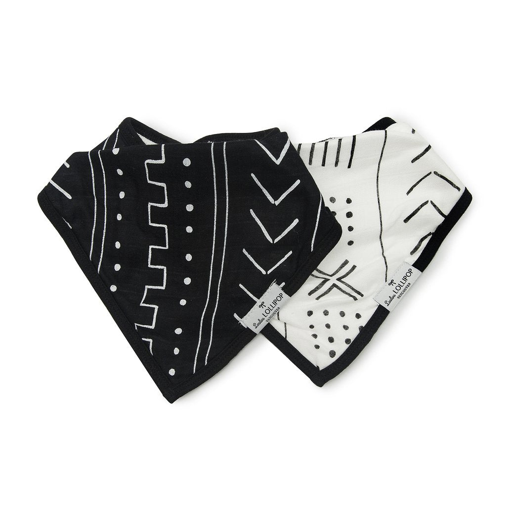 Loulou Lollipop Bandana Bib Set - Mudcloth