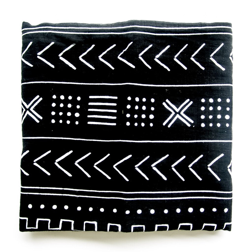 Loulou Lollipop Muslin Swaddle - Black Mudcloth