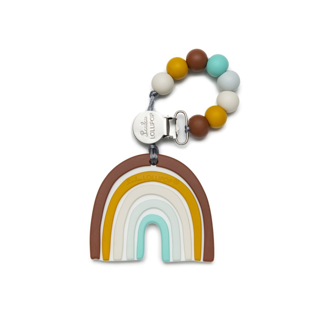 Loulou Lollipop Neutral Rainbow Silicone Teether Set