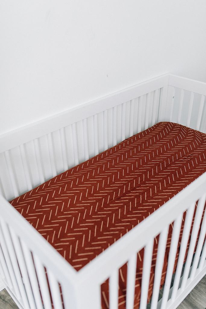 Mebie Baby Fitted Crib Sheet - Rust Mudcloth
