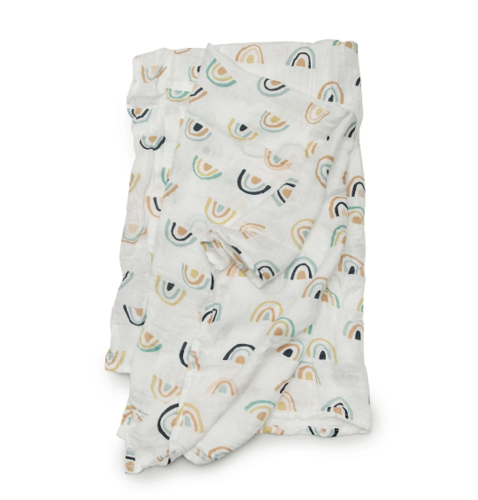 Loulou Lollipop Muslin Swaddle - Neutral Rainbow