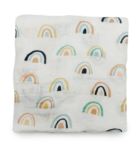 Loulou Lollipop Muslin Swaddle - Neutral Rainbow